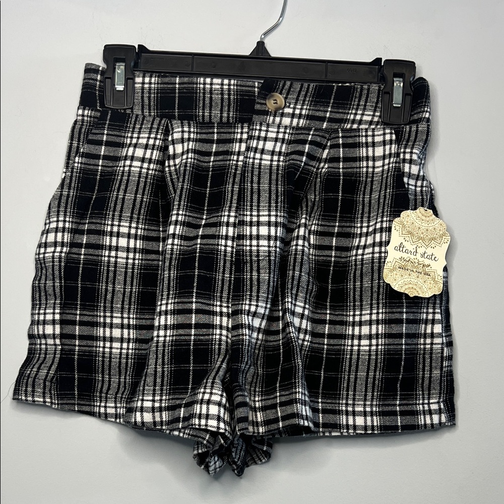 NWT Altar'd State  Black‎ White Plaid Cotton Shorts Small Whimsigoth Grunge